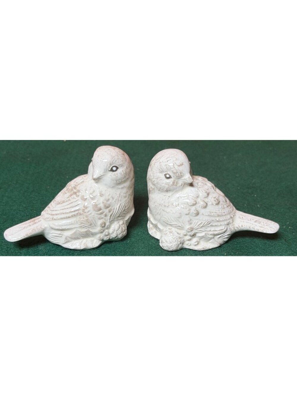 Bird Lovers Ceramic Bird Salt Pepper Shakers Textured Rustic White & Brown